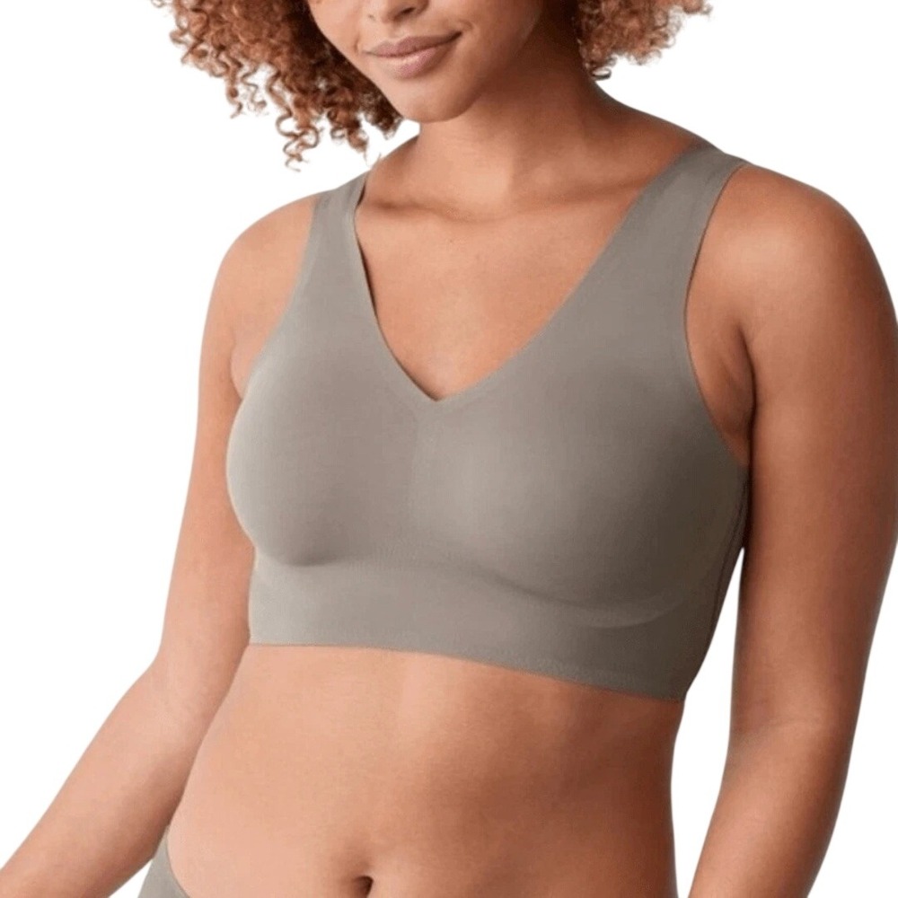 True & Co. Women's Taupe V-Neck Seamless Wirefree Tank Top Bralette Size 3X